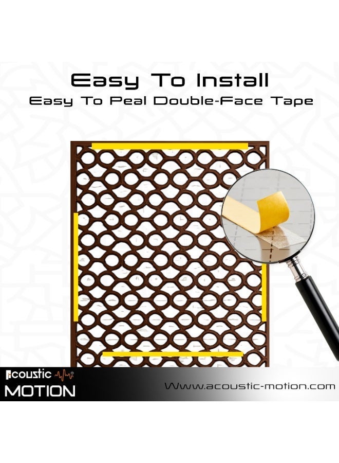 أكويستك موشان لوحات جدارية خشبية من خشب MDF من ACOUSTIC MOTION®، تصميم FLUXA مع شريط لاصق مزدوج الوجه، لون بني عصري، مناسبة للمنزل، غرفة المعيشة، غرفة النوم، المكتب والفندق، 25×50×0.5 سم، طقم من 4 قطع - Image 4